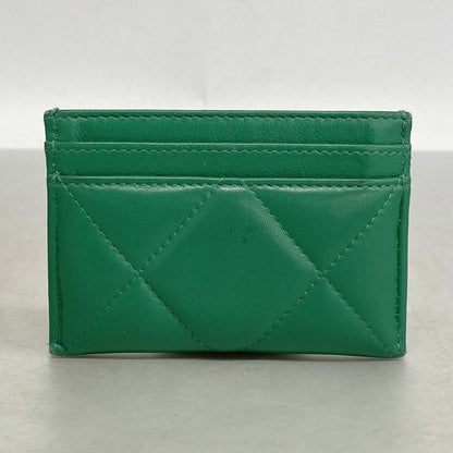 Chanel Card Case Chanel 19 Lambskin Green Gold Hardware Women's