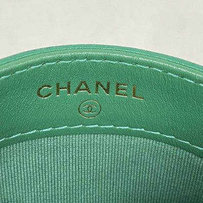 Chanel Card Case Chanel 19 Lambskin Green Gold Hardware Women's