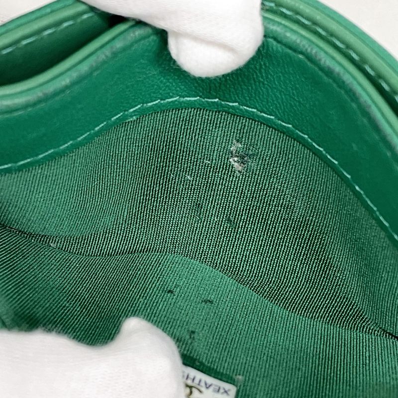 Chanel Card Case Chanel 19 Lambskin Green Gold Hardware Women's