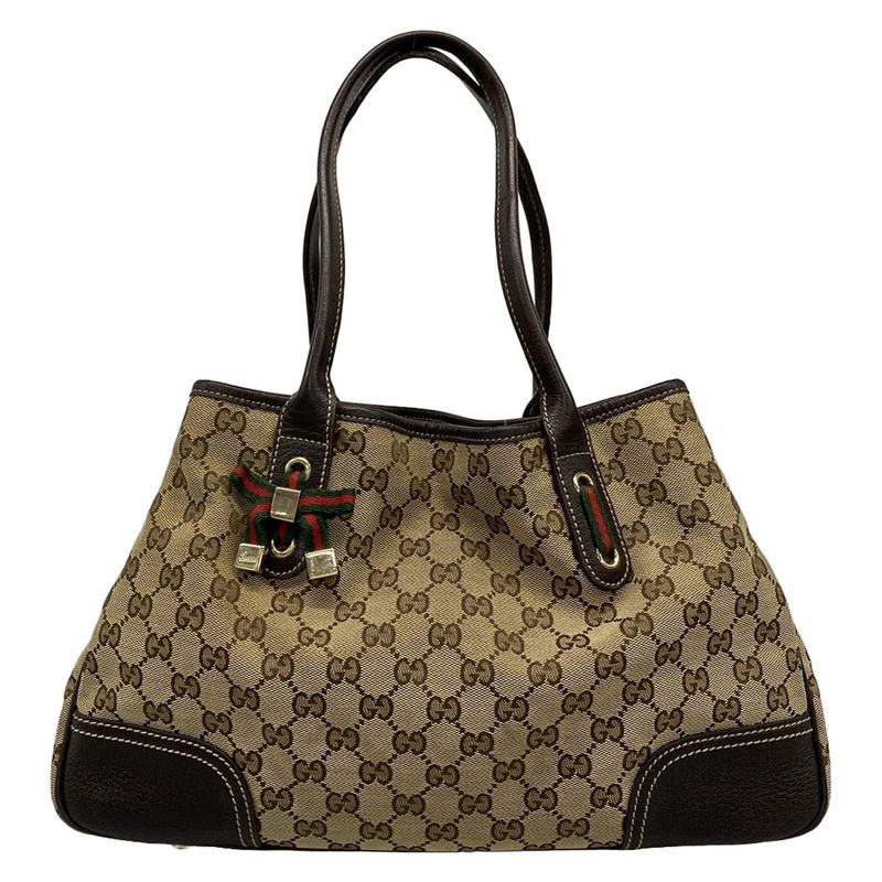 Gucci Tote Bag Princy GG Pattern Sherry (web) 163805 Beige X Dark Brown Leather