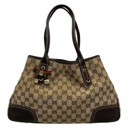 Gucci Tote Bag Princy GG Pattern Sherry (web) 163805 Beige X Dark Brown Leather