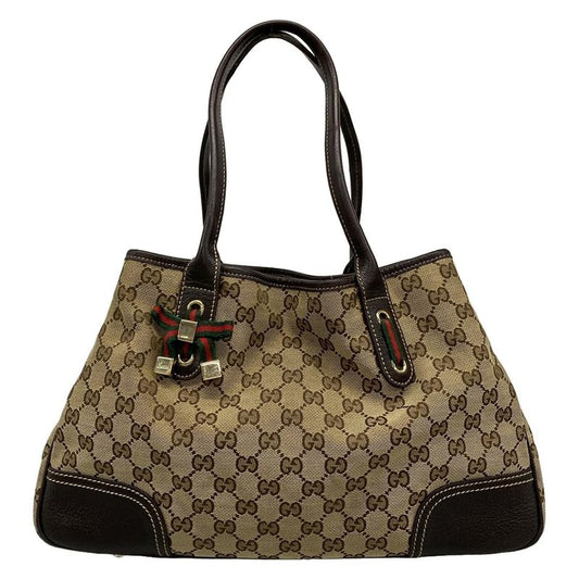 Gucci Tote Bag Princy GG Pattern Sherry (web) 163805 Beige X Dark Brown Leather