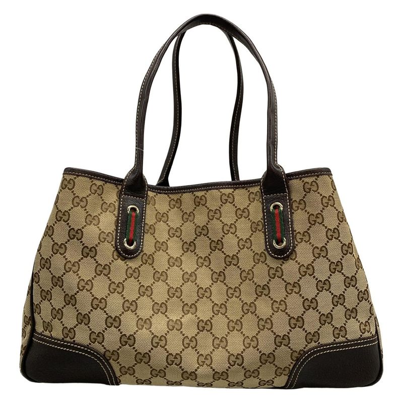 Gucci Tote Bag Princy GG Pattern Sherry (web) 163805 Beige X Dark Brown Leather