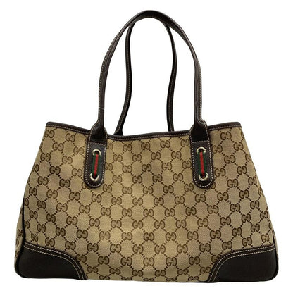 Gucci Tote Bag Princy GG Pattern Sherry (web) 163805 Beige X Dark Brown Leather