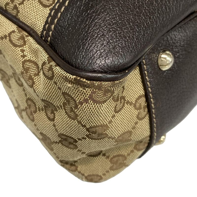 Gucci Tote Bag Princy GG Pattern Sherry (web) 163805 Beige X Dark Brown Leather