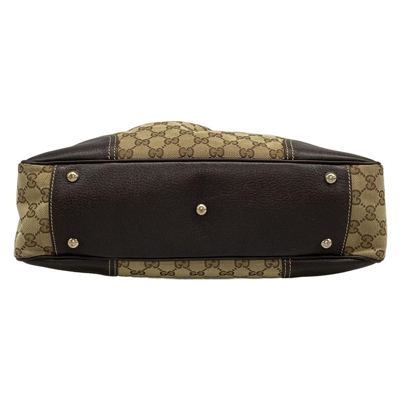 Gucci Tote Bag Princy GG Pattern Sherry (web) 163805 Beige X Dark Brown Leather