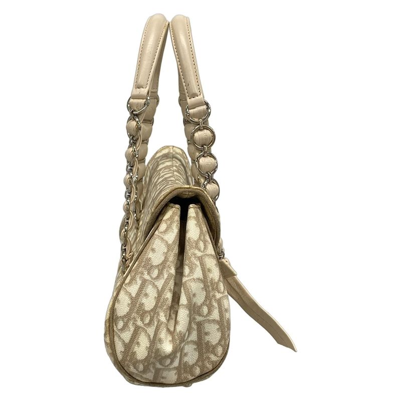 Dior Christian Dior Shoulder Bag Romantic Trotter Ivory X Brown X Beige Chain