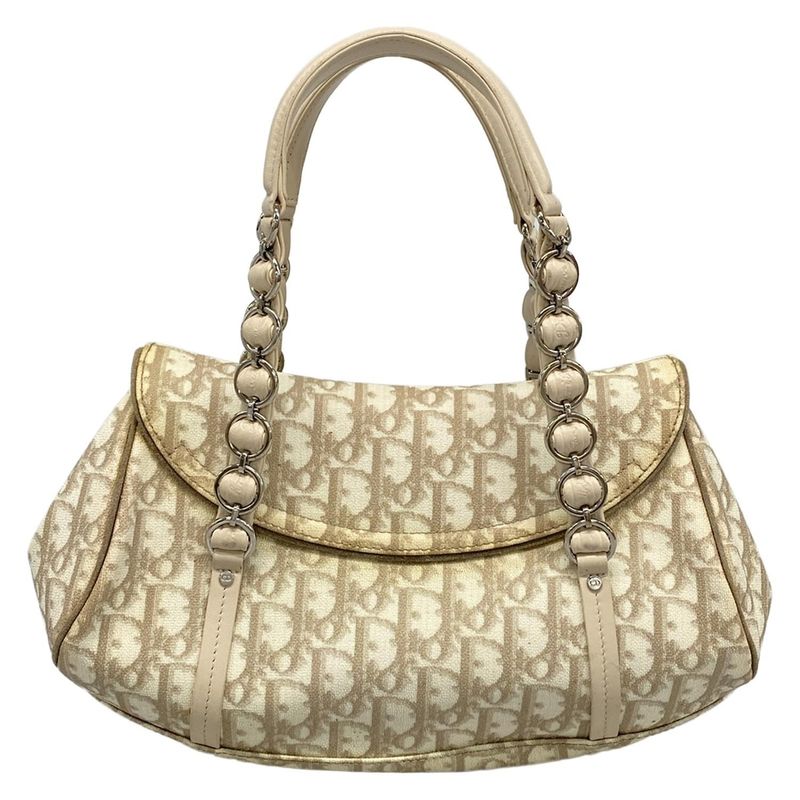 Dior Christian Dior Shoulder Bag Romantic Trotter Ivory X Brown X Beige Chain