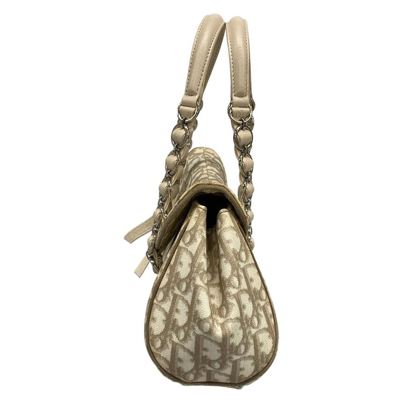 Dior Christian Dior Shoulder Bag Romantic Trotter Ivory X Brown X Beige Chain