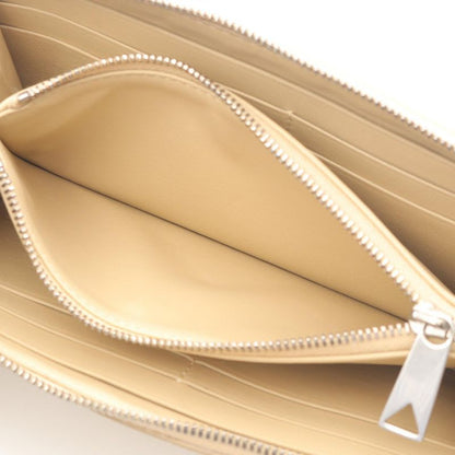 Bottega Veneta Round Long Wallet Intrecciato Beige Leather