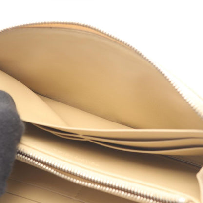 Bottega Veneta Round Long Wallet Intrecciato Beige Leather