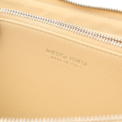 Bottega Veneta Round Long Wallet Intrecciato Beige Leather