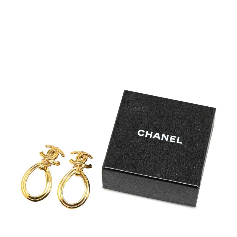 Chanel Vintage Earrings Coco Mark Gold Plated Ladies