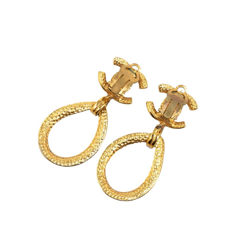 Chanel Vintage Earrings Coco Mark Gold Plated Ladies