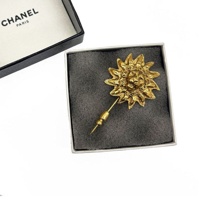 Chanel Pin Brooch Hat Pin Lion Sun Gold Vintage