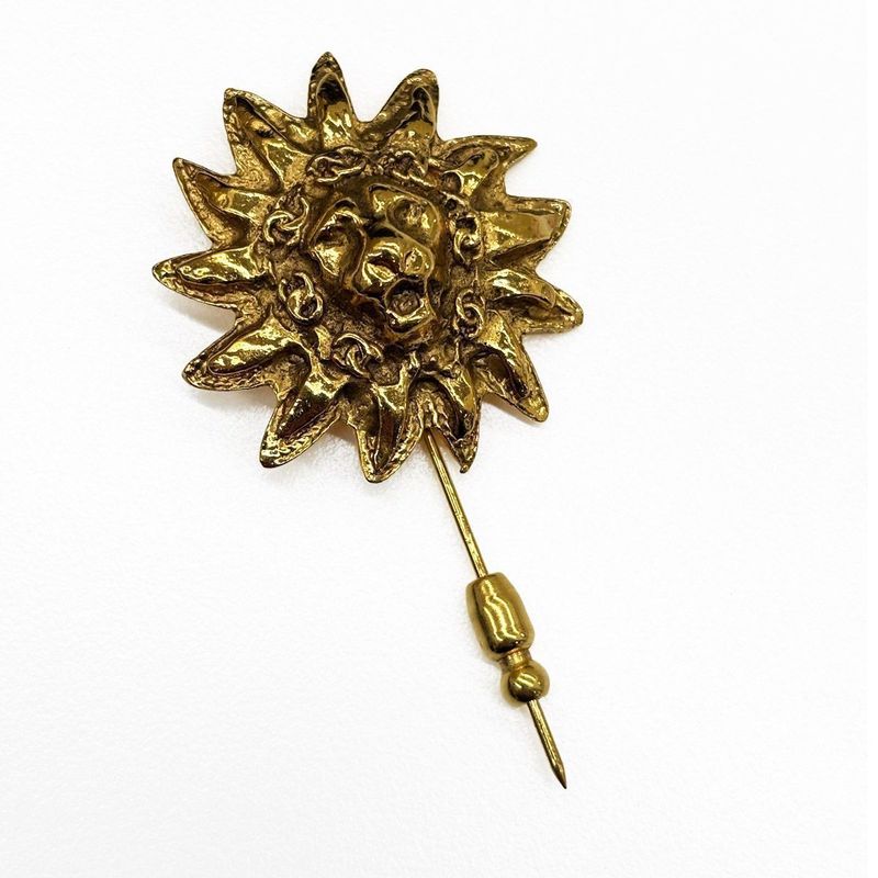 Chanel Pin Brooch Hat Pin Lion Sun Gold Vintage