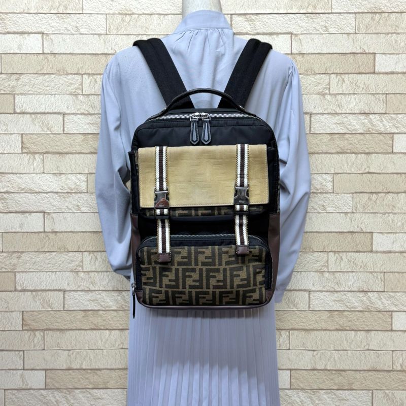 Fendi Zucca Rucksack/daypack Nylon 7vz047 Men's Fendi Used Fendi