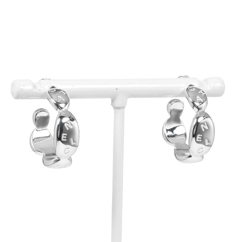 Chanel Hoop Logo Silver 925 Women's G Earrings
