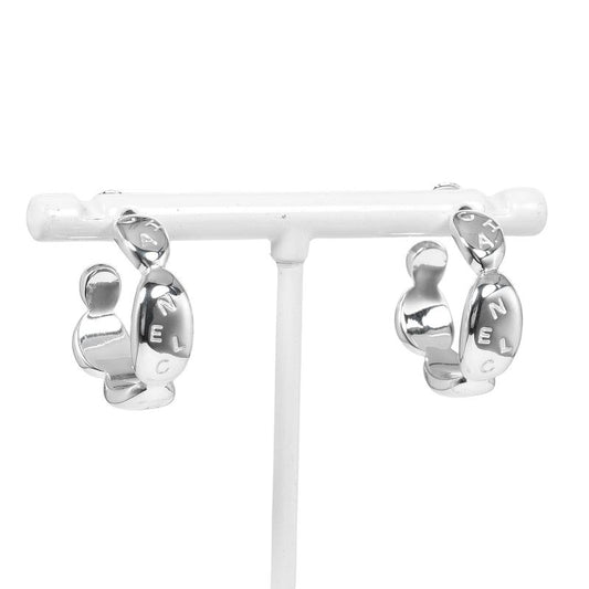 Chanel Hoop Logo Silver 925 Women's G Earrings