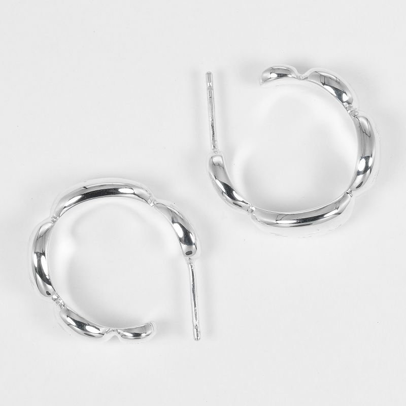 Chanel Hoop Logo Silver 925 Women's G Earrings