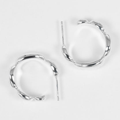 Chanel Hoop Logo Silver 925 Women's G Earrings