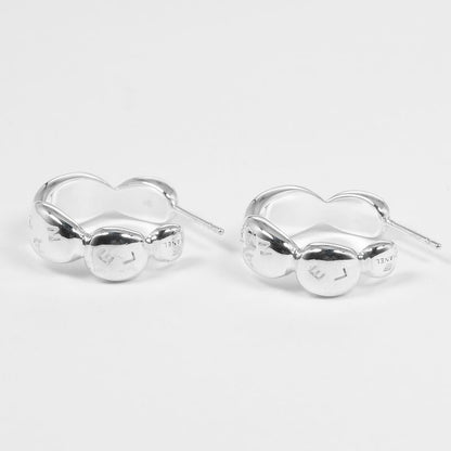 Chanel Hoop Logo Silver 925 Women's G Earrings