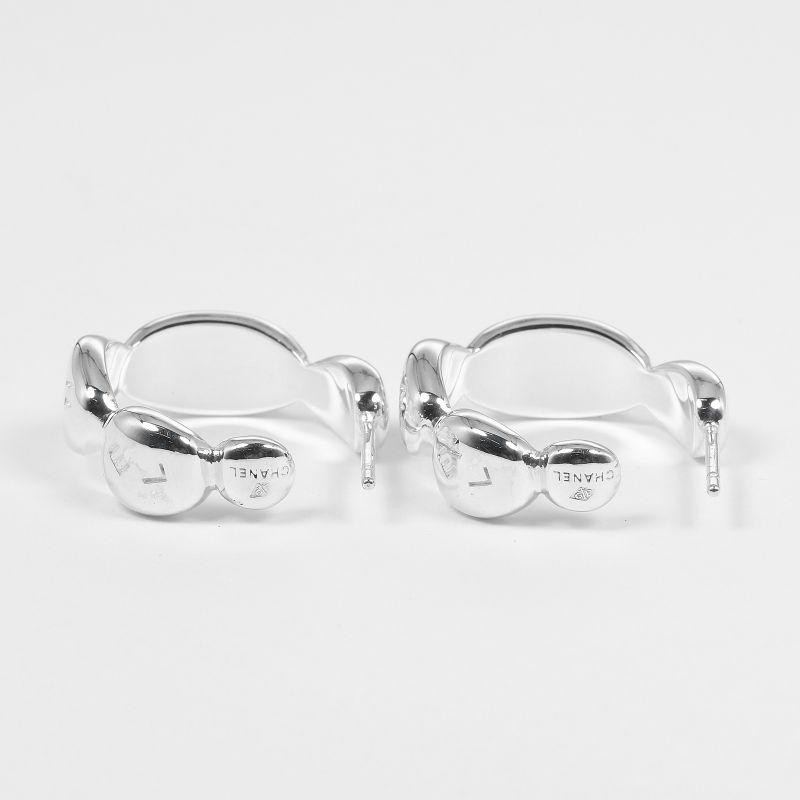 Chanel Hoop Logo Silver 925 Women's G Earrings