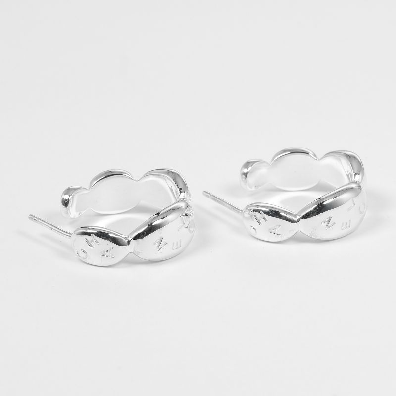 Chanel Hoop Logo Silver 925 Women's G Earrings