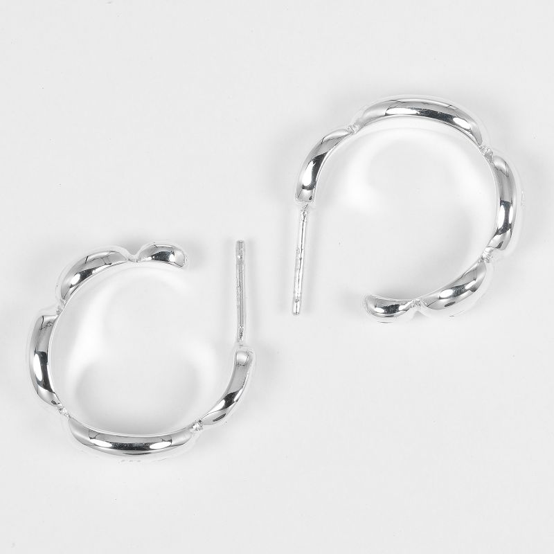 Chanel Hoop Logo Silver 925 Women's G Earrings