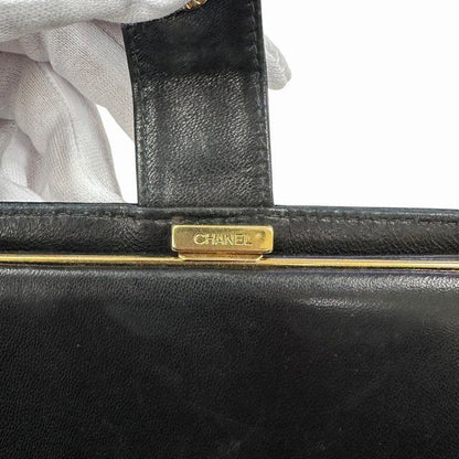 Chanel Caviar Leather Coco Mark Wallet Bifold Black AA