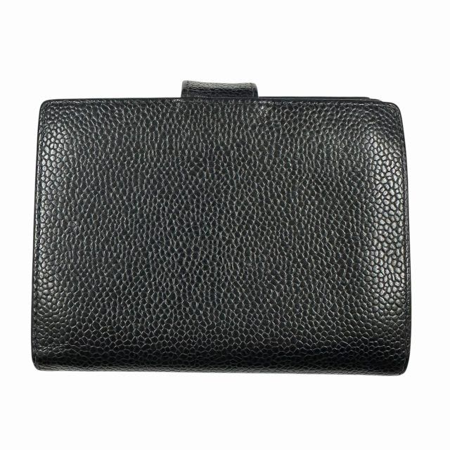 Chanel Caviar Leather Coco Mark Wallet Bifold Black AA