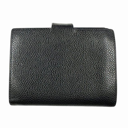 Chanel Caviar Leather Coco Mark Wallet Bifold Black AA
