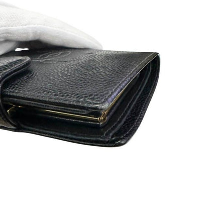 Chanel Caviar Leather Coco Mark Wallet Bifold Black AA