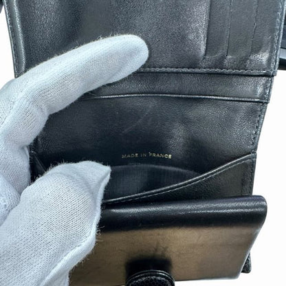 Chanel Caviar Leather Coco Mark Wallet Bifold Black AA