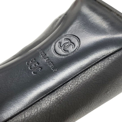 Chanel Boots Short Boots Booties Lace Up Coco Mark Pearl Leather Black