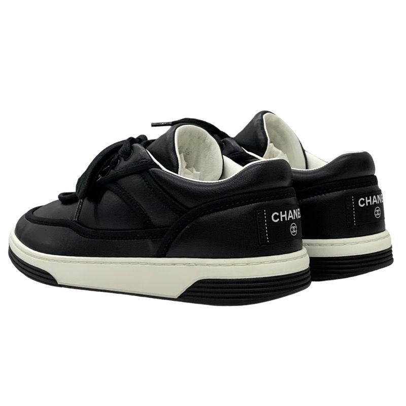 Chanel Sneakers Shoes Leather Black Coco Mark Logo