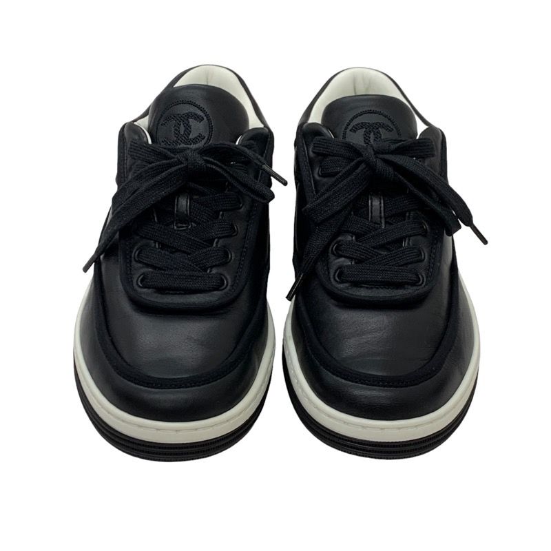 Chanel Sneakers Shoes Leather Black Coco Mark Logo