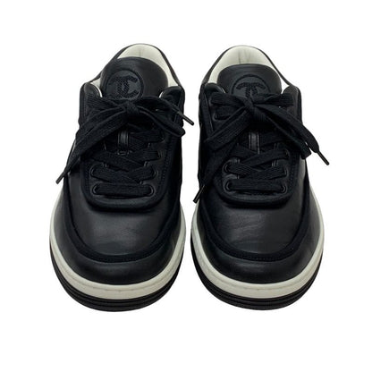 Chanel Sneakers Shoes Leather Black Coco Mark Logo