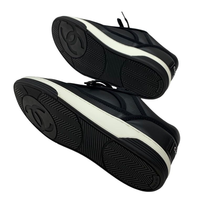 Chanel Sneakers Shoes Leather Black Coco Mark Logo