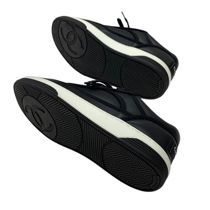 Chanel Sneakers Shoes Leather Black Coco Mark Logo