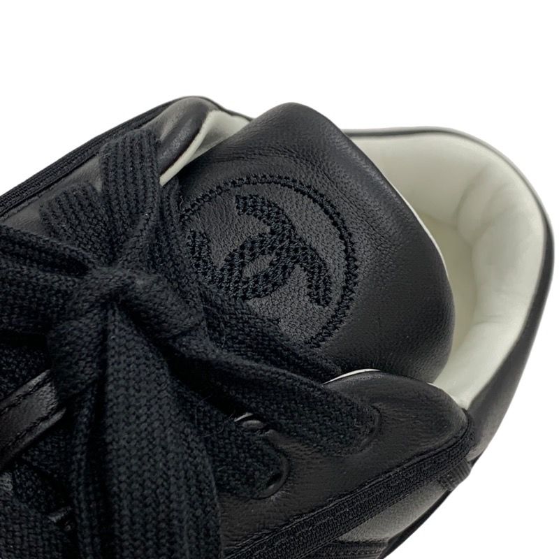 Chanel Sneakers Shoes Leather Black Coco Mark Logo