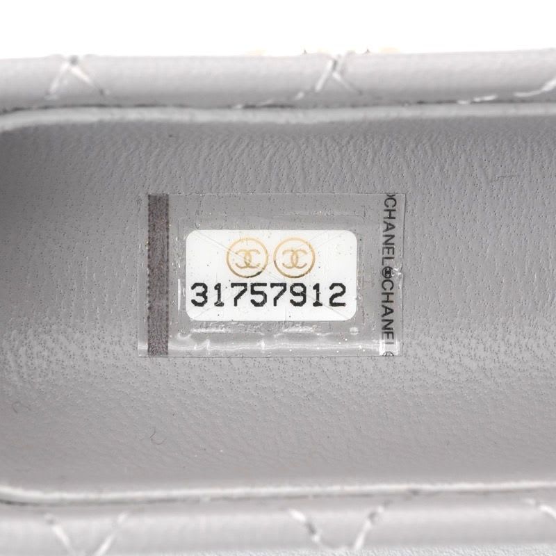 Chanel Airpods Case Charm Lambskin Coco Mark Quilted Chain Gray