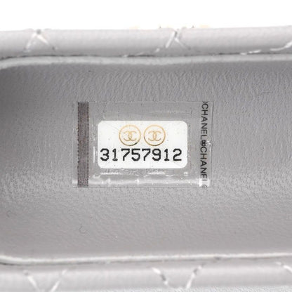 Chanel Airpods Case Charm Lambskin Coco Mark Quilted Chain Gray