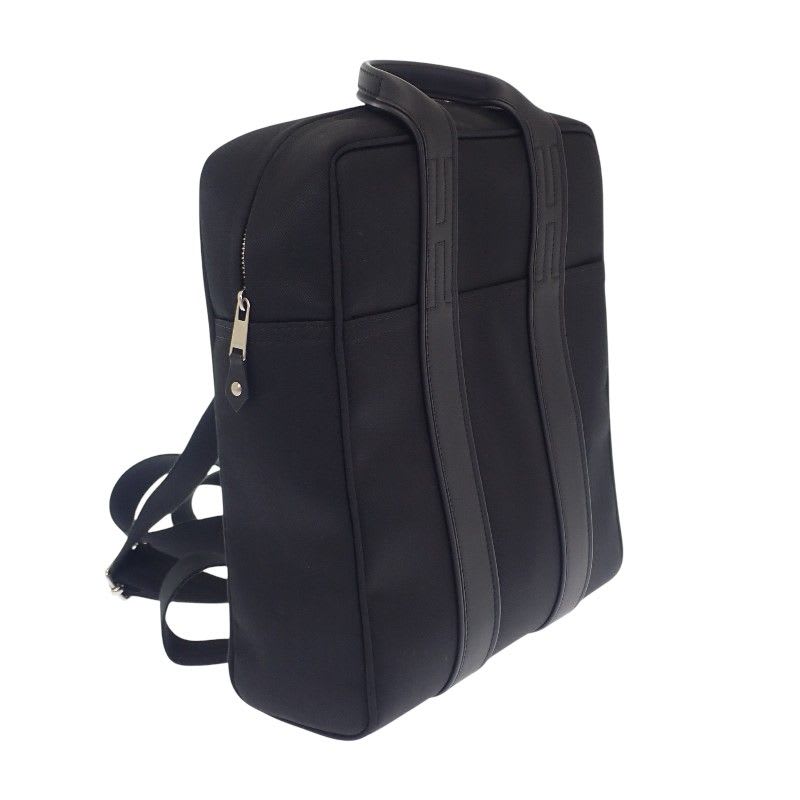 Hermes Acapulco Sac A Dos Backpack Rucksack Daypack Leather Toile Chevron Black