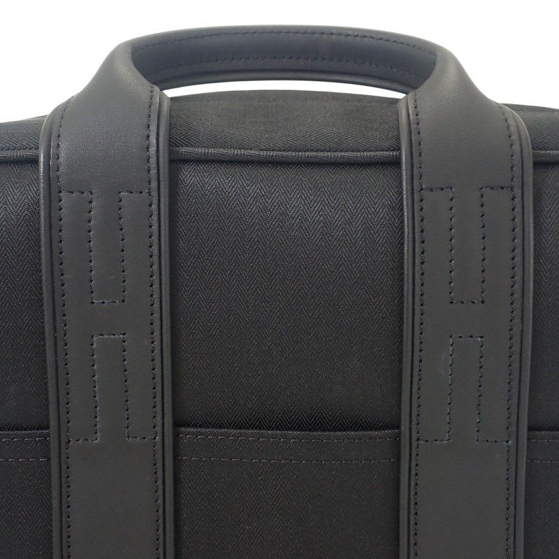 Hermes Acapulco Sac A Dos Backpack Rucksack Daypack Leather Toile Chevron Black