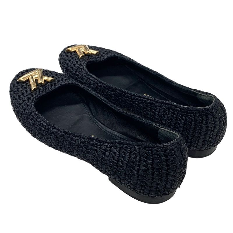 Louis Vuitton Nina Line Flat Shoes Ballet Shoes Raffia Lvhardware Black