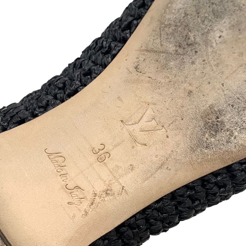 Louis Vuitton Nina Line Flat Shoes Ballet Shoes Raffia Lvhardware Black