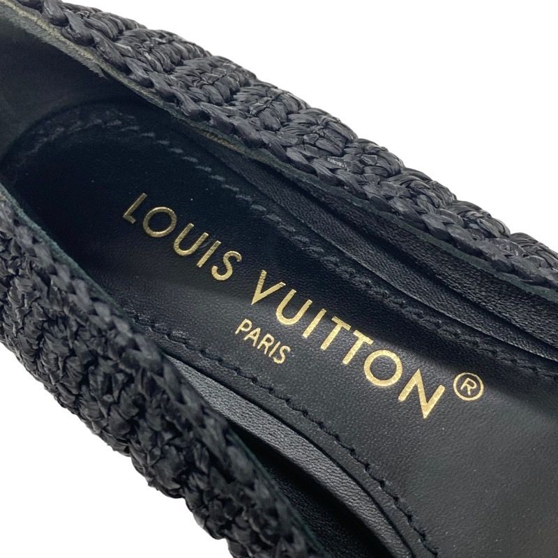 Louis Vuitton Nina Line Flat Shoes Ballet Shoes Raffia Lvhardware Black