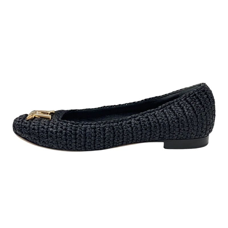 Louis Vuitton Nina Line Flat Shoes Ballet Shoes Raffia Lvhardware Black