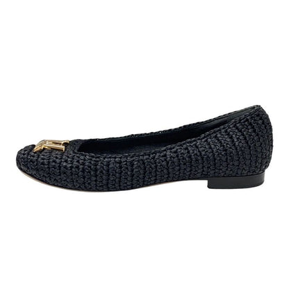 Louis Vuitton Nina Line Flat Shoes Ballet Shoes Raffia Lvhardware Black